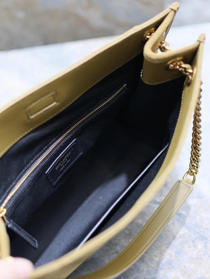 Luxury Refined Green Leather Top Handle Bag