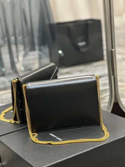 Modern Refined Gold Studded Calfskin Top Handle Bag