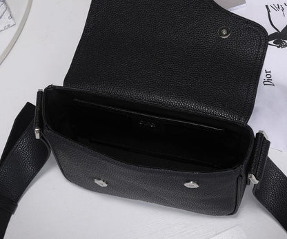 Modern Black Printed Calfskin Shoulder Bag – Limited Edition
