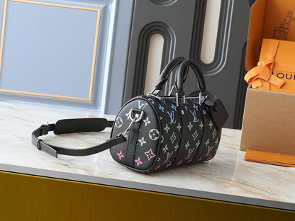 Modern Italian-Inspired Monogram Leather Shoulder Bag