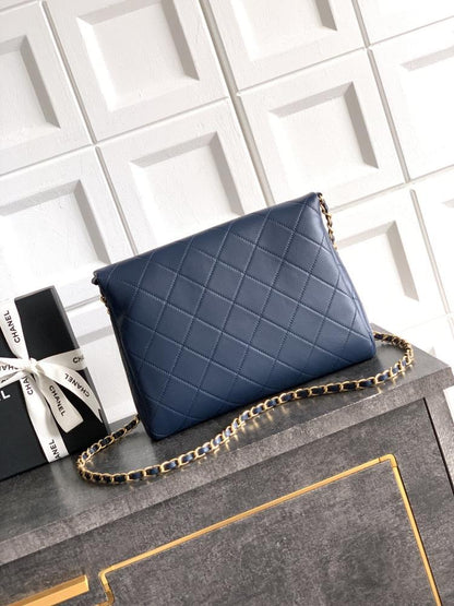 Gold Leather Top Handle Bag