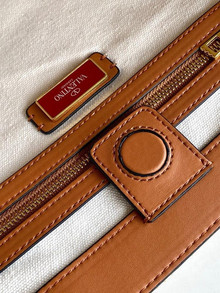 Modern Premium Brown Embroidered Leather Top Handle Bag