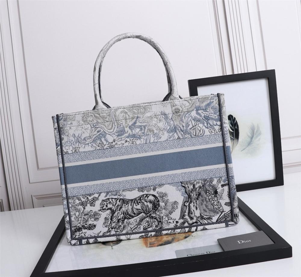 Modern Black Embroidered Tote Bag