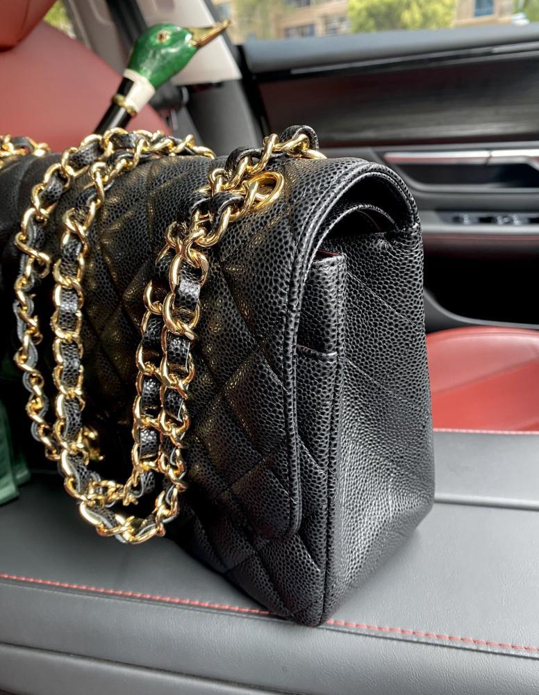 Gold Leather Top Handle Bag