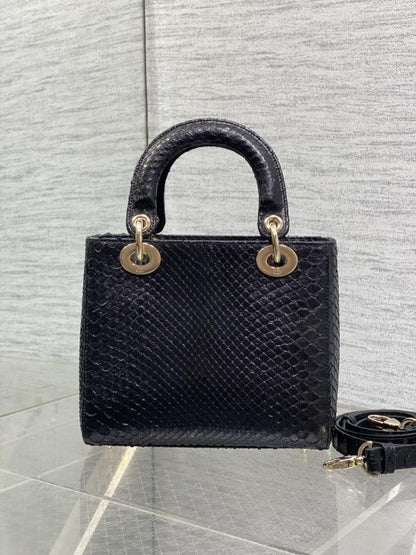 Mini Lady Bag in Black Python
