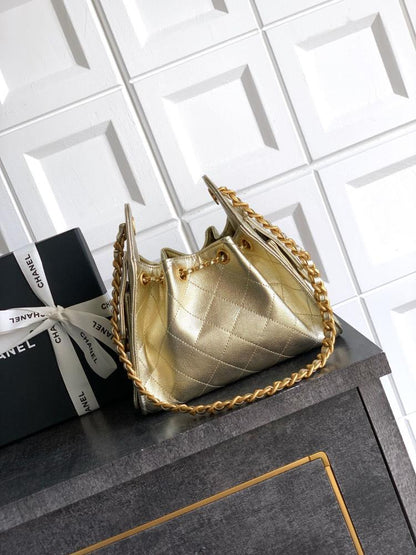Gold Leather Hobo Bag