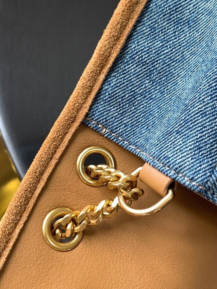 Italian-Inspired Stylish Gold Denim Crossbody Bag