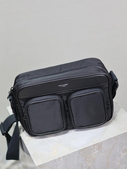Italian-Inspired Elegant Black Nylon Shoulder Bag