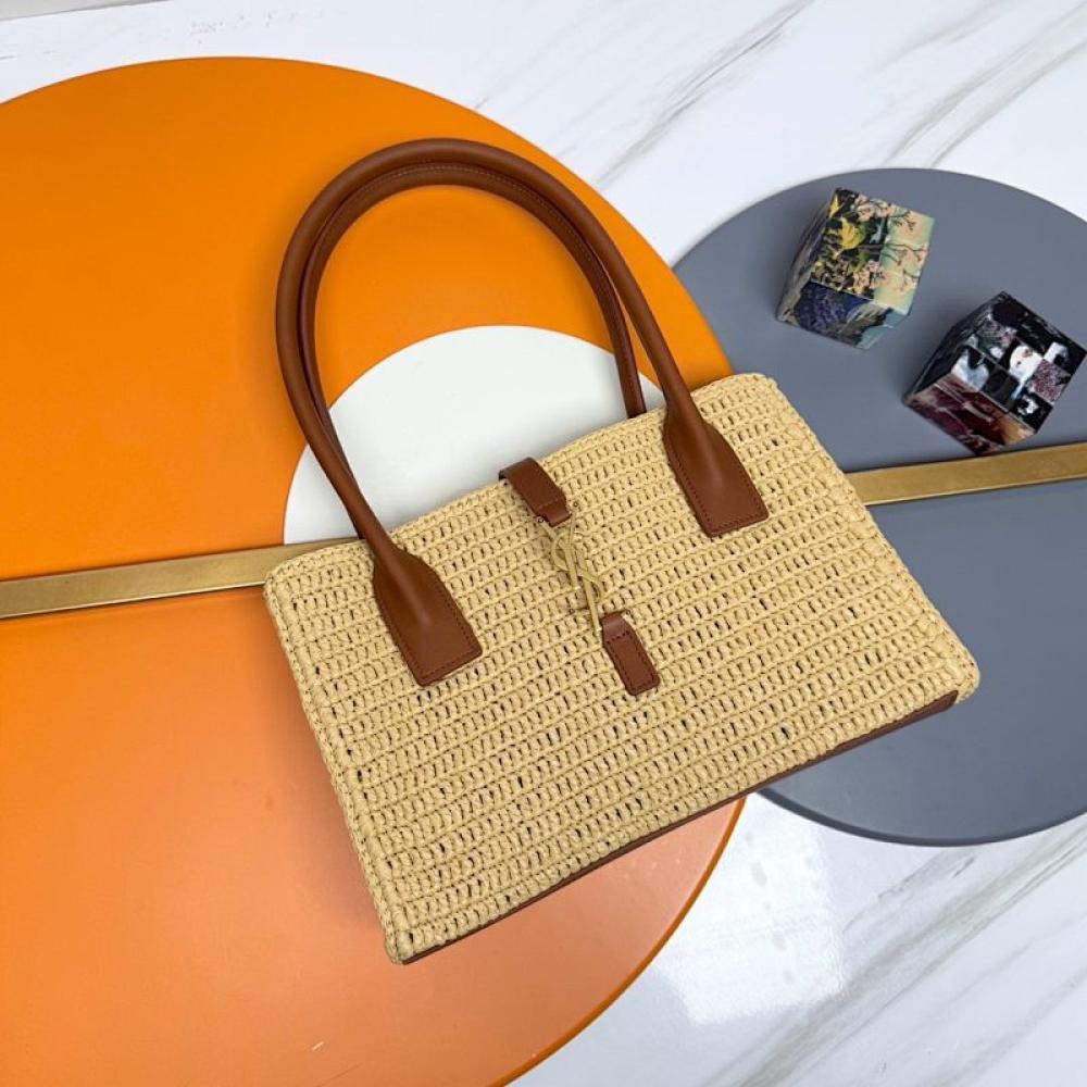 Woven Leather Top Handle Bag