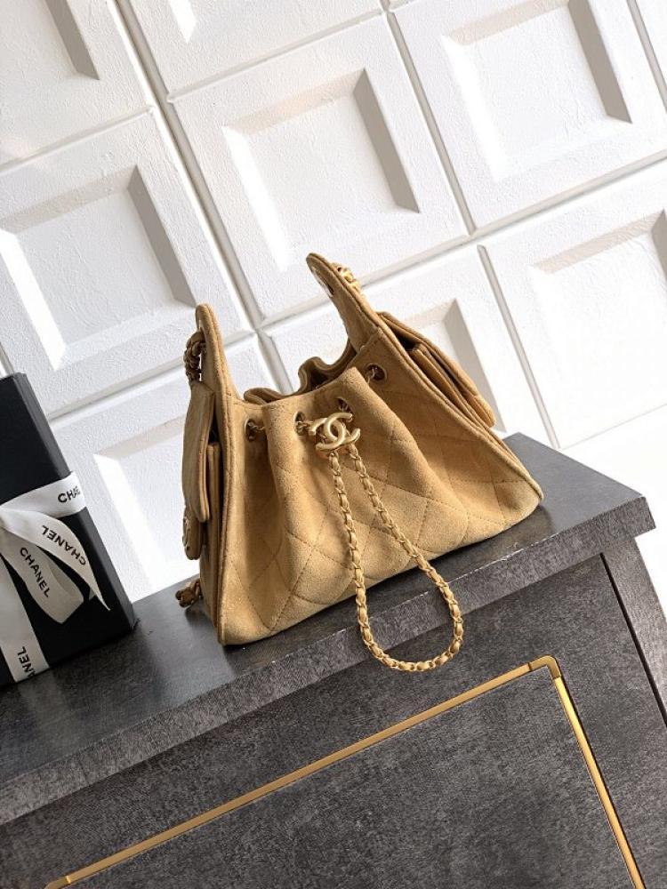 Gold Leather Bucket Bag