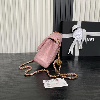 Gold Leather Top Handle Bag