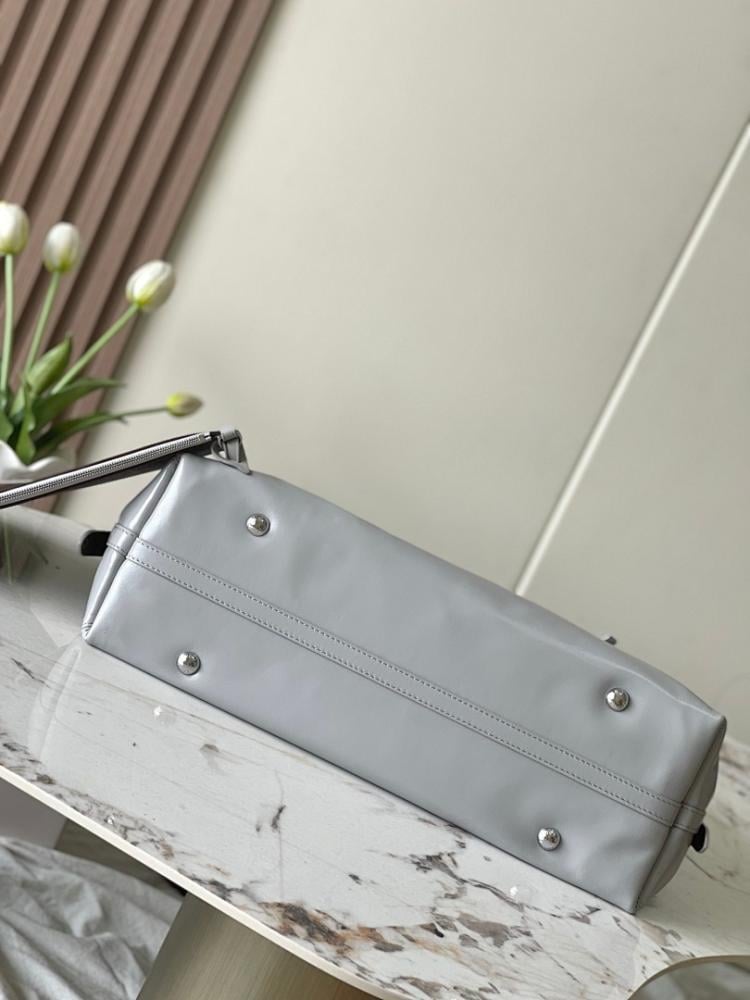 Italian-Inspired Elegant Grey Leather Top Handle Bag