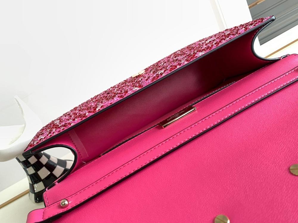 Modern Crystal-Embellished Lambskin Shoulder Bag