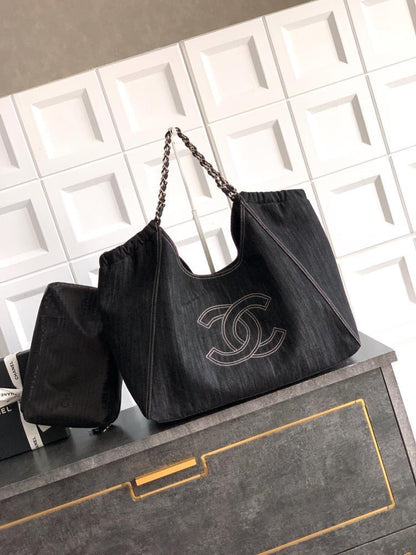 Embroidered Denim Tote Bag