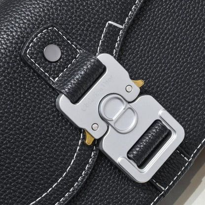 Stylish Refined Black Calfskin Shoulder Bag