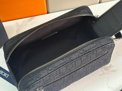 Modern Premium Black Printed Calfskin Top Handle Bag