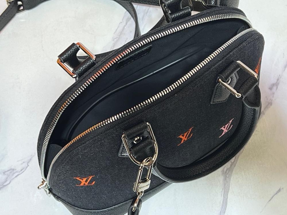 Modern Premium Black Embroidered Denim Shoulder Bag