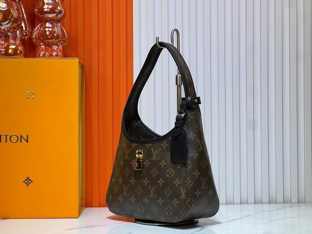 Modern Elegant Monogram Leather Hobo Bag