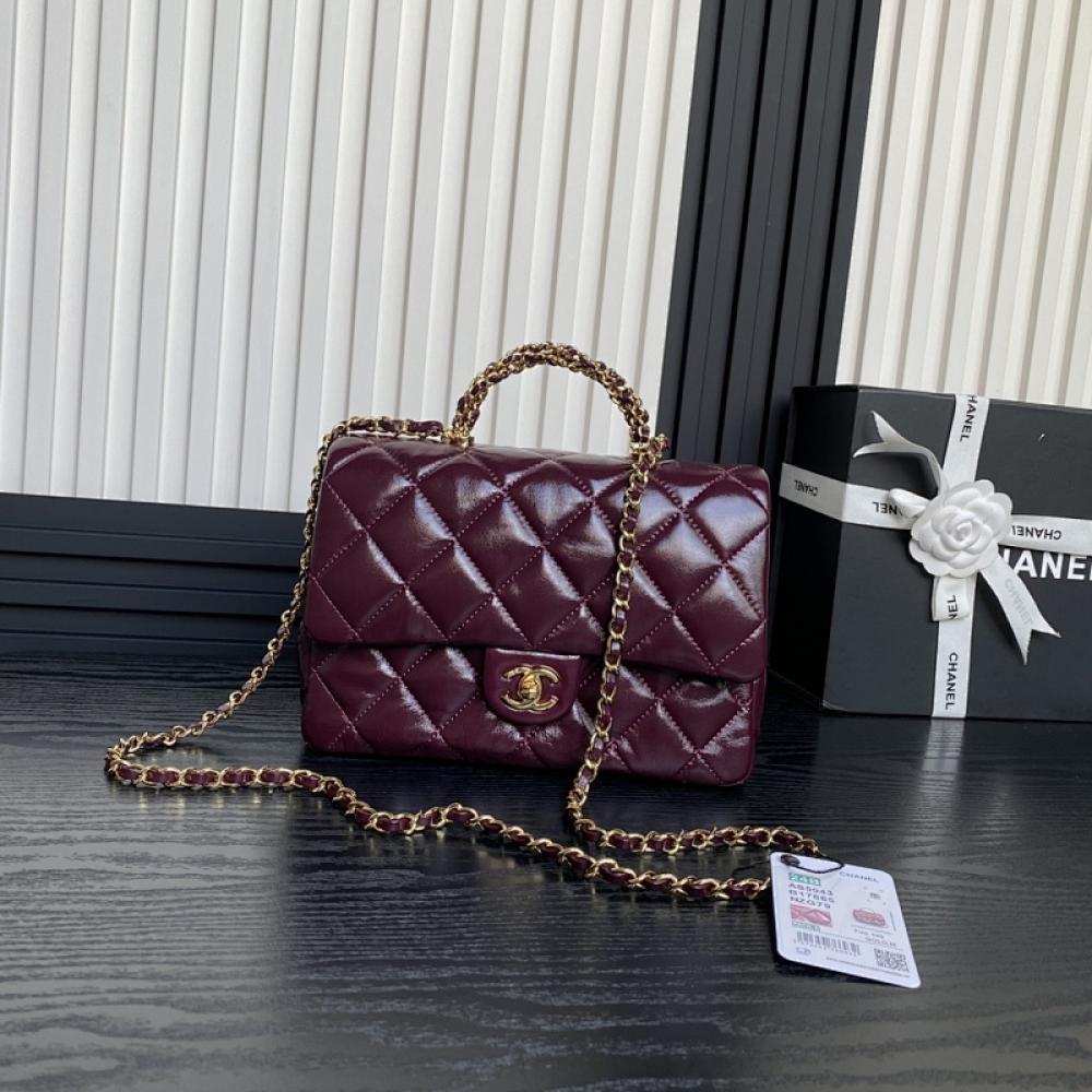 Elegant Lambskin Top Handle Bag