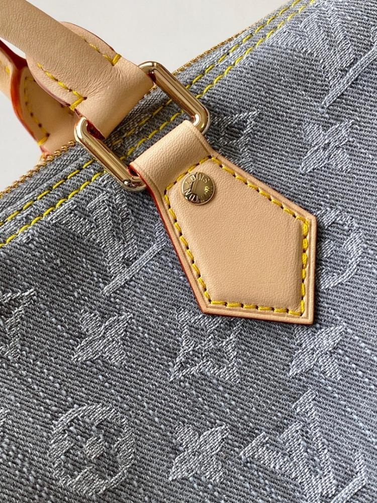 Modern Italian-Inspired Monogram Denim Shoulder Bag