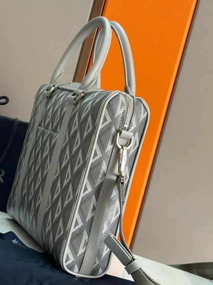 Modern Grey Quilted Leather Shoulder Bag