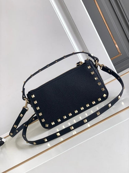 Modern Italian-Inspired Studded Leather Crossbody Bag