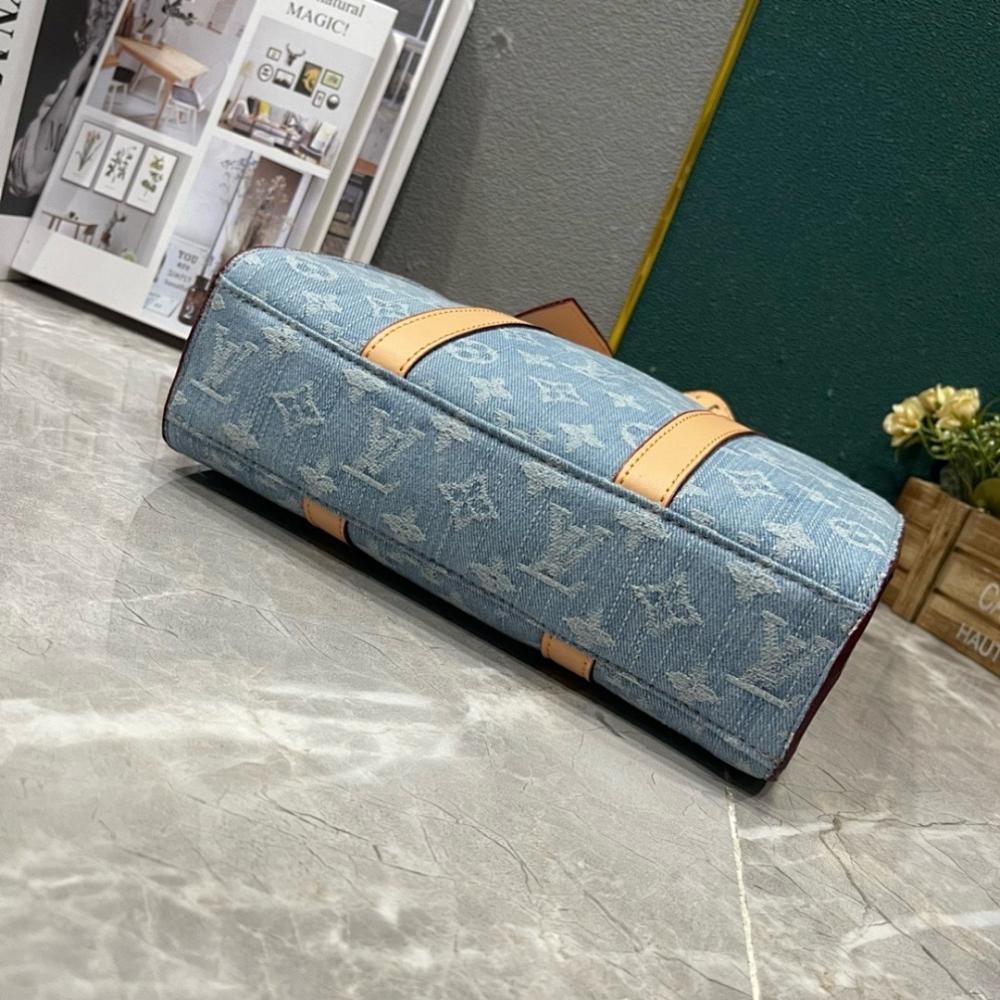 Modern Luxury Blue Woven Denim Shoulder Bag