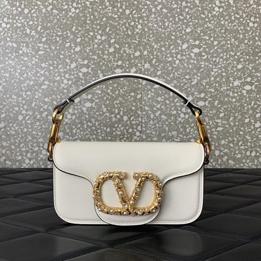 Crystal-Embellished Calfskin Top Handle Bag