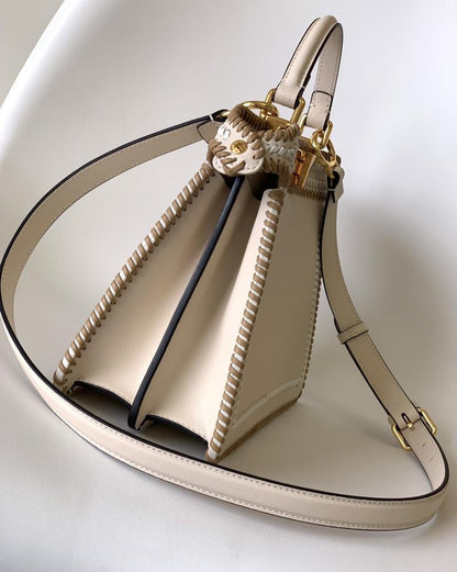 Classic Woven Leather Top Handle Bag