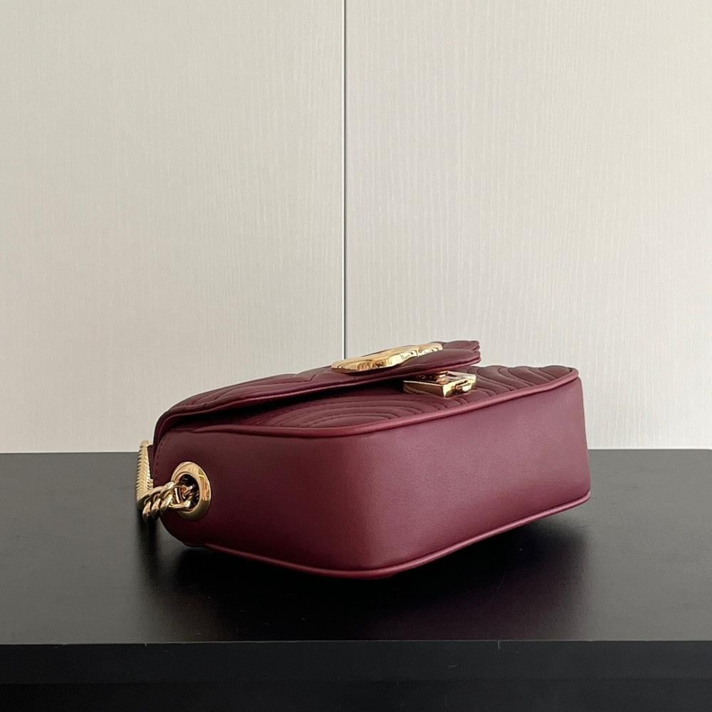 GG Marmont Gold Leather Shoulder Bag