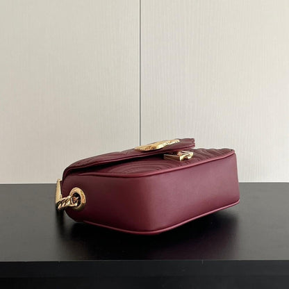GG Marmont Gold Leather Shoulder Bag
