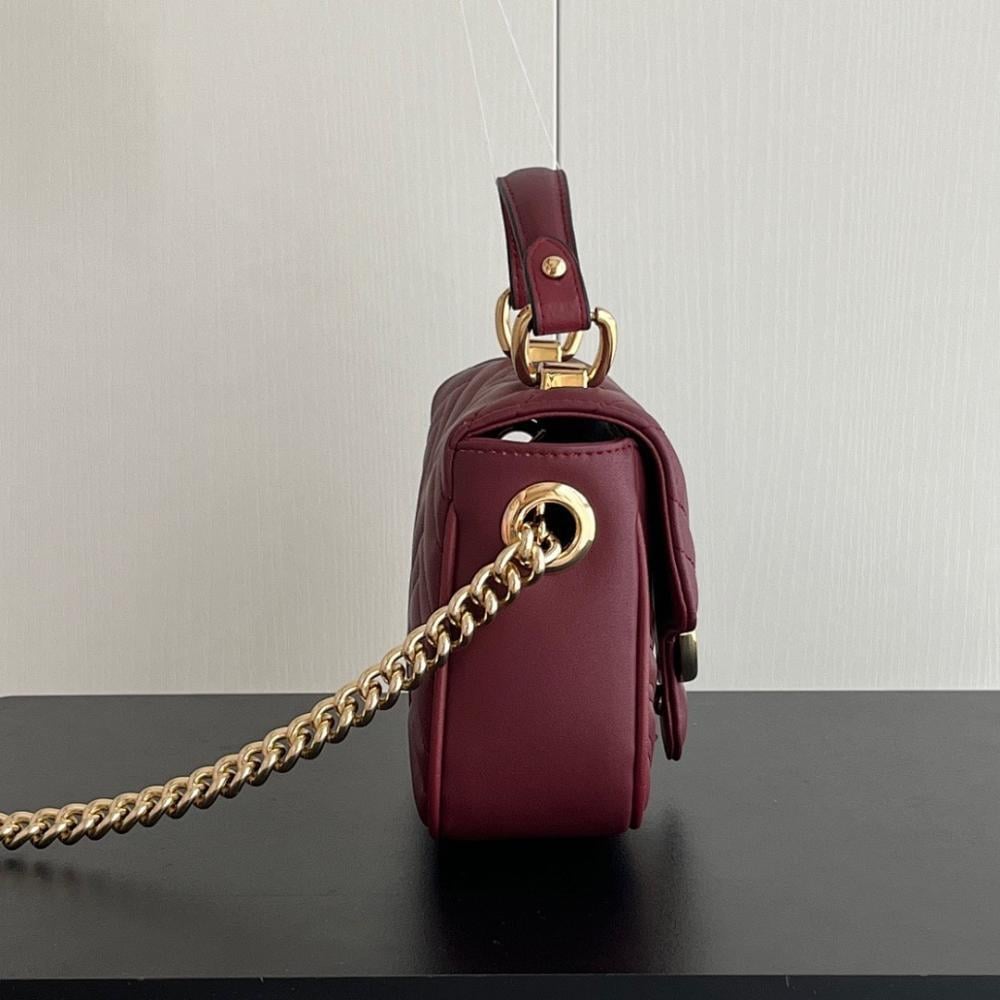GG Marmont Gold Leather Shoulder Bag