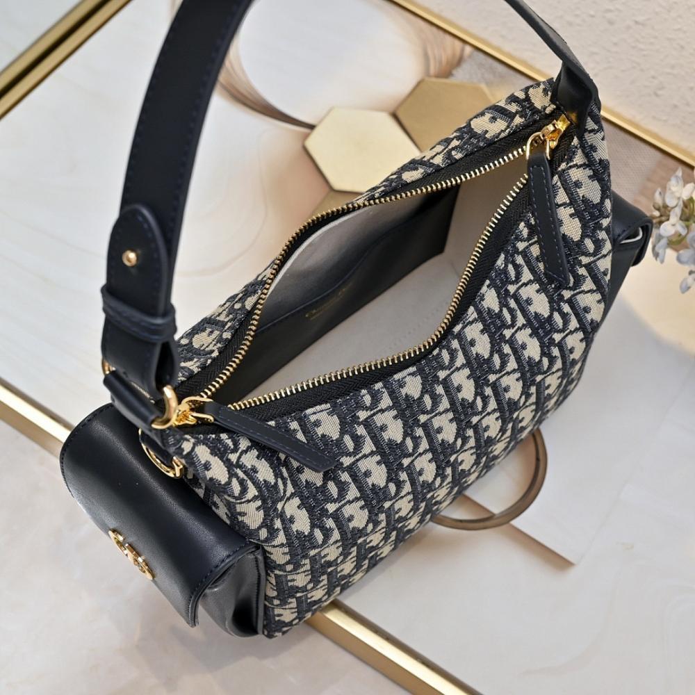 Italian-Inspired Stylish Gold Embroidered Lambskin Shoulder Bag