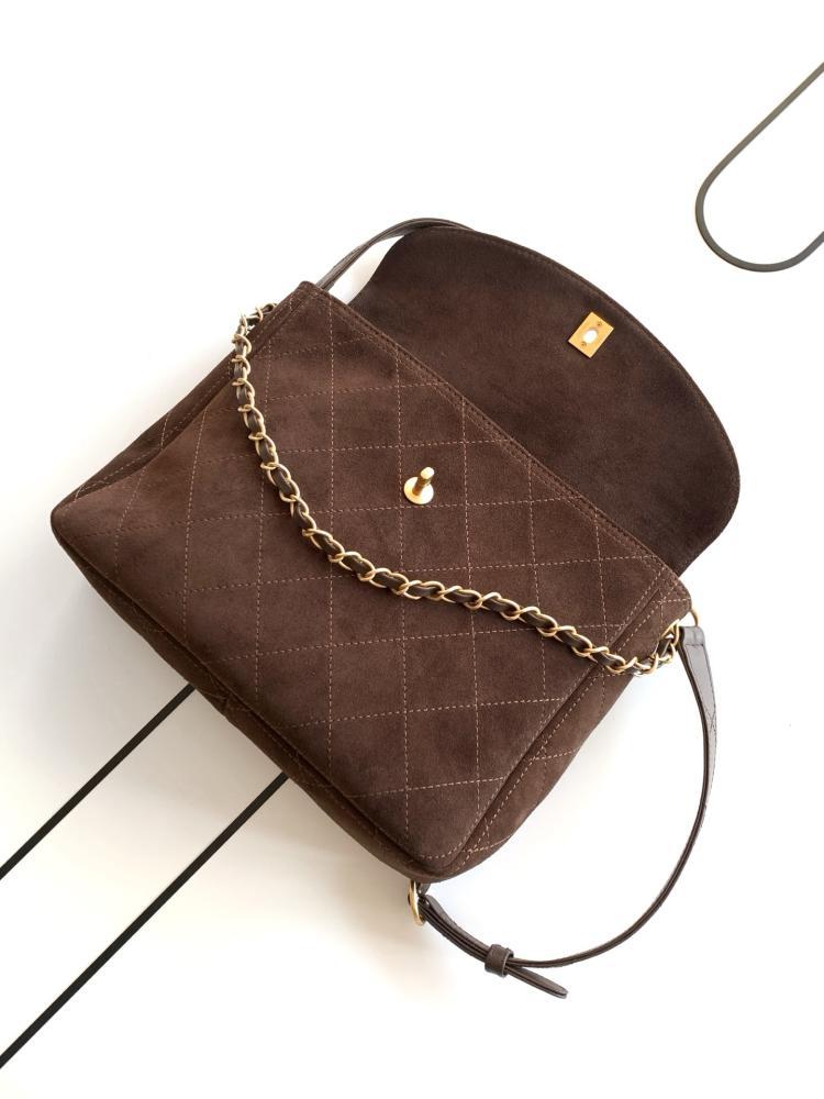 Gold Suede Shoulder Bag