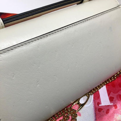 White Leather Top Handle Bag
