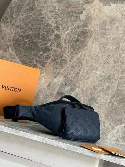 Modern Italian-Inspired Monogram Leather Shoulder Bag