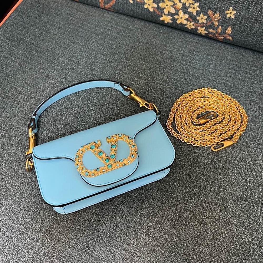 VLogo Signature Crystal-Embellished Calfskin Shoulder Bag