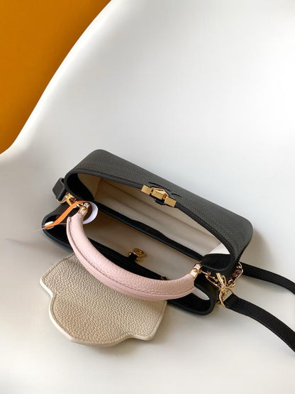 Gold Leather Top Handle Bag
