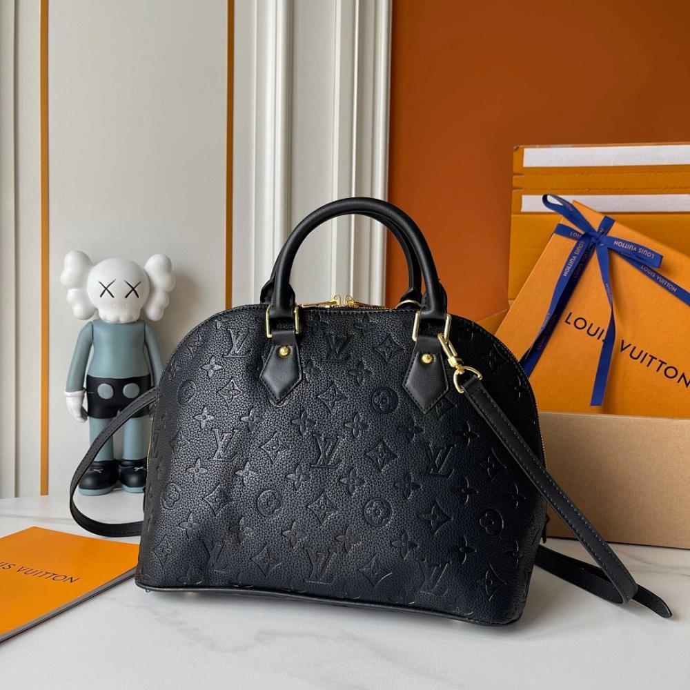 Alma Gold Monogram Leather Bucket Bag