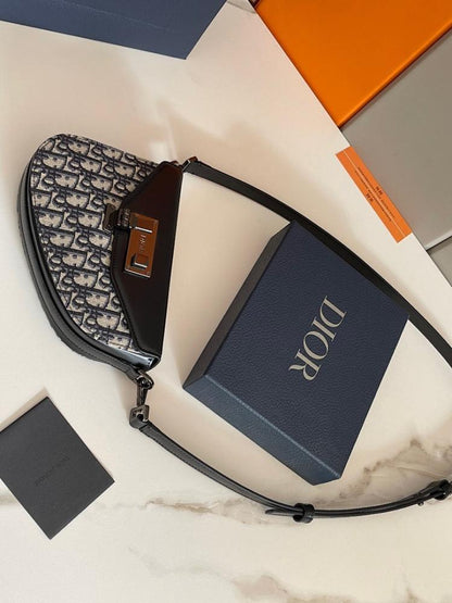 Luxury Stylish Black Printed Calfskin Shoulder Bag