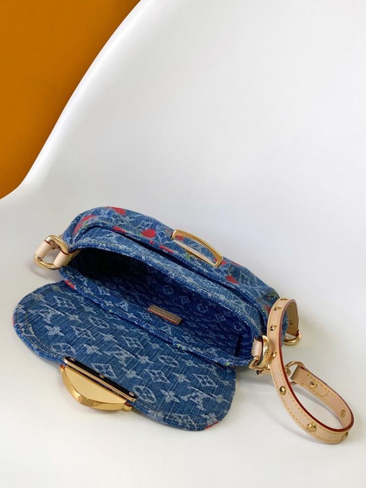 Modern Luxury Monogram Denim Shoulder Bag
