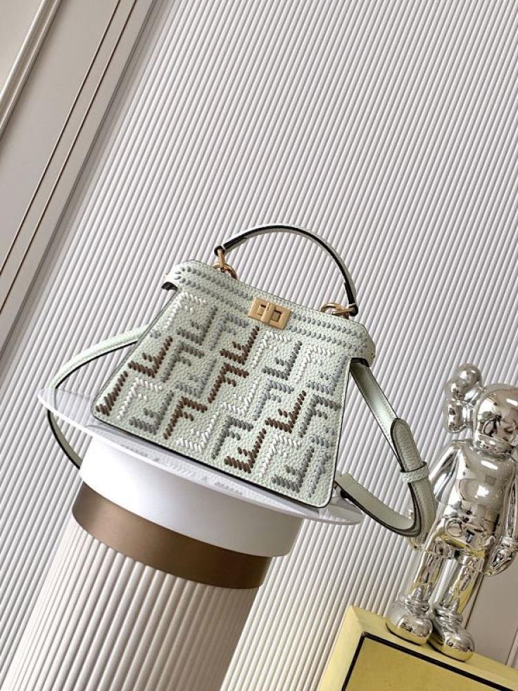 Embroidered Calfskin Top Handle Bag