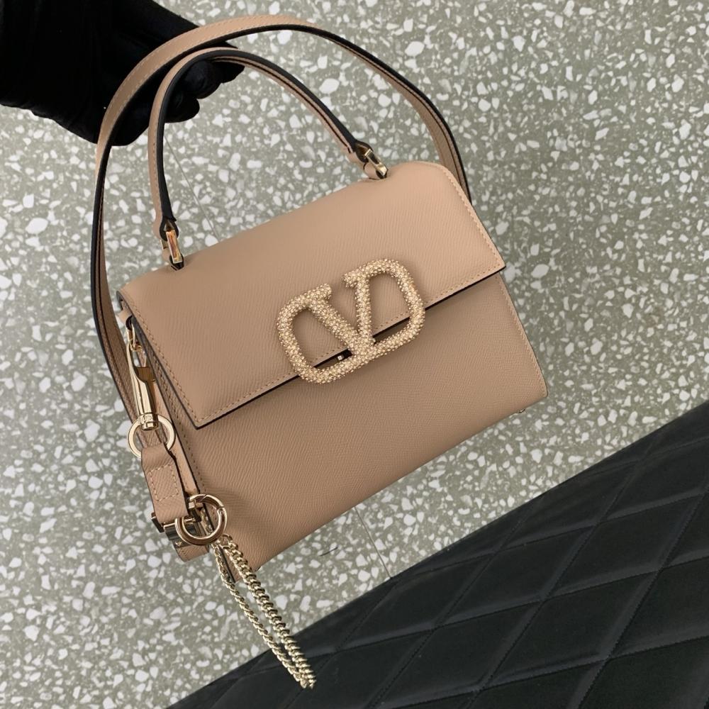 Crystal-Embellished Calfskin Shoulder Bag