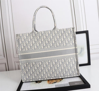 Classic Italian-Inspired Blue Embroidered Top Handle Bag