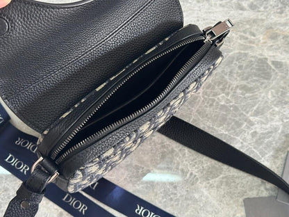 Modern Premium Black Printed Calfskin Shoulder Bag