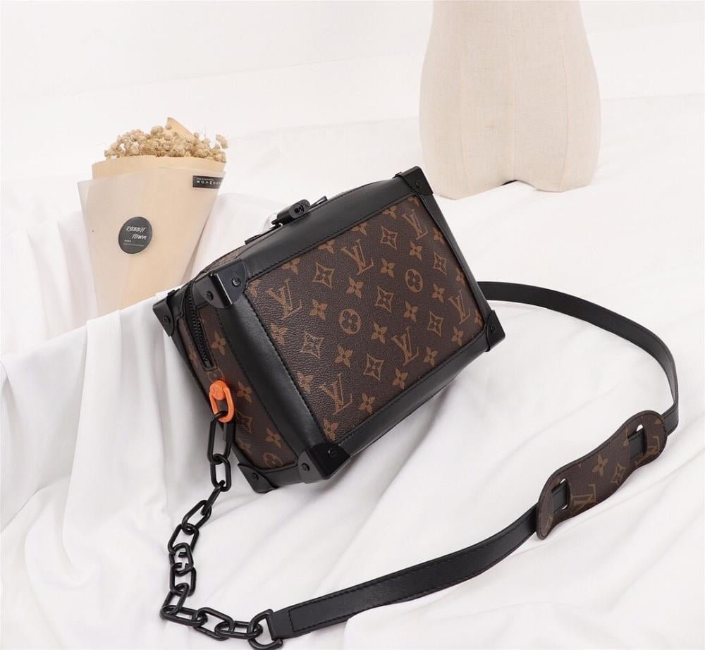 Modern Stylish Black Monogram Calfskin Shoulder Bag