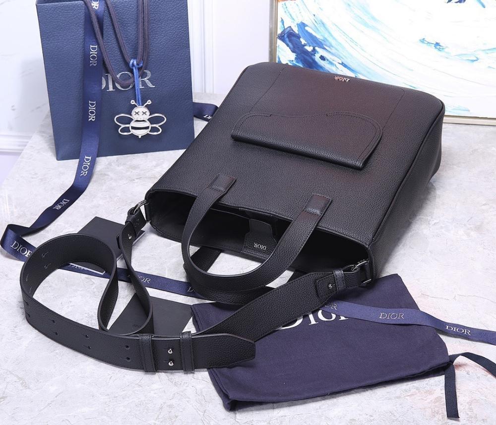 Modern Stylish Black Calfskin Shoulder Bag