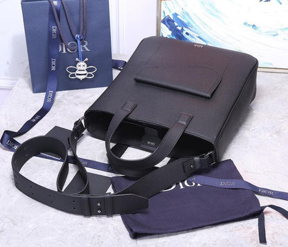 Modern Stylish Black Calfskin Shoulder Bag