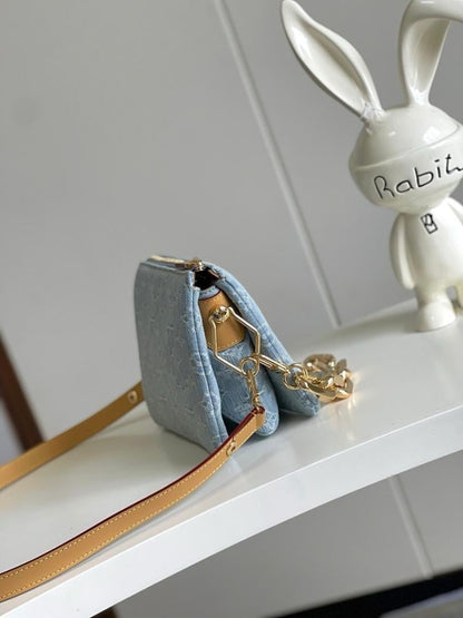 Modern Elegant Blue Leather Crossbody Bag