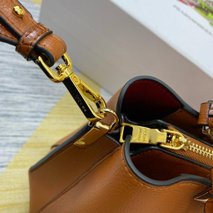 Modern Italian-Inspired Calfskin Top Handle Bag